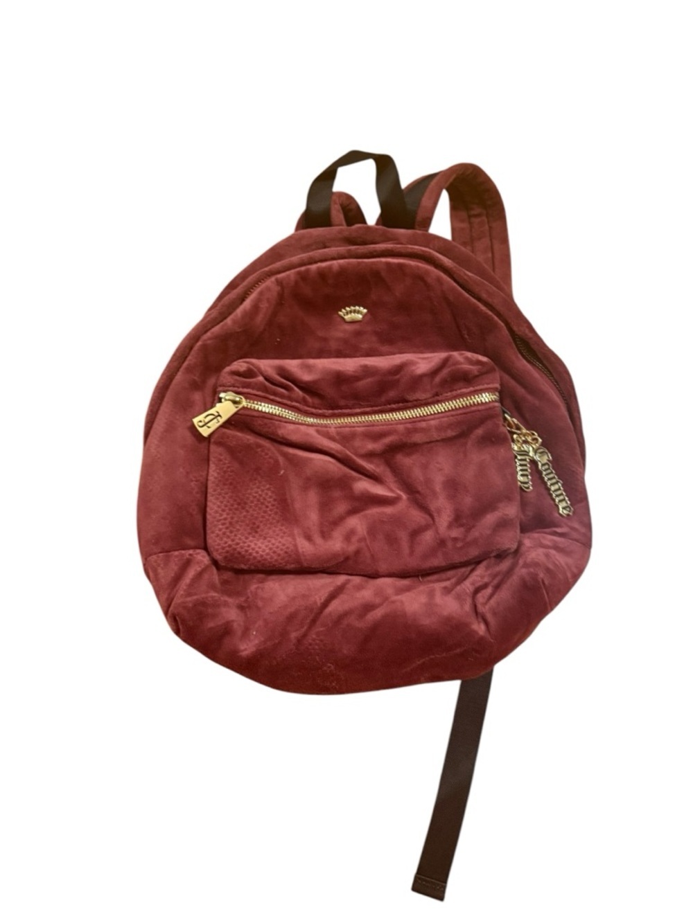 Juicy couture Velvet Burgundy Backpack with Gold Hardware